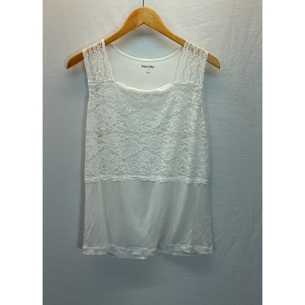 WinterSilks Vintage Y2K 90s Retro Fairy Whimsigoth Lace Tank Cami Top Ivory L